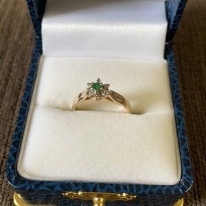 10K Gold Ring with Emerald & Diamonds